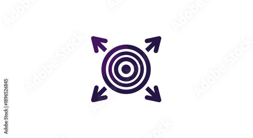 Purple target icon with concentric circles and four directional arrows.