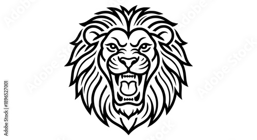 Roaring Lion Head Powerful Minimalist Line Art Vector Design