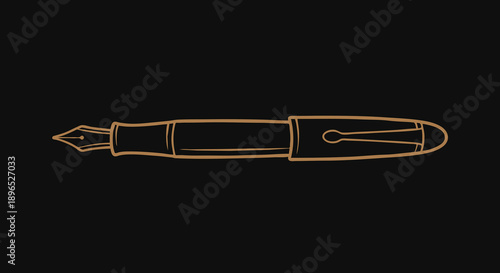 Classic Fountain Pen Elegant Minimalist Vector Line Icon