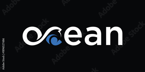 word mark text ocean logo design, wave beach sea surfing logo graphic concept	