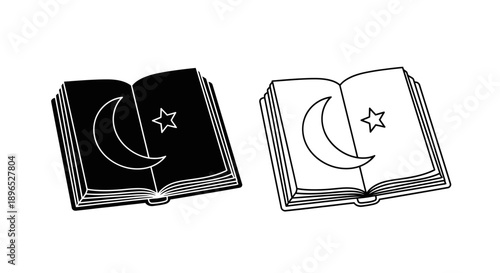 Islamic book moon star symbols Vector