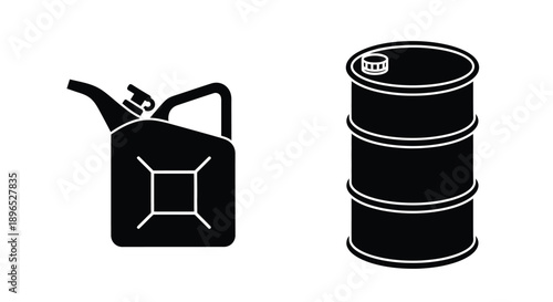 Gas can and oil drum illustration a striking black and white silhouette