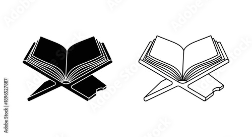 Islamic quran book icon design template Vector