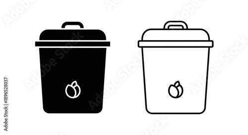 Modern minimalist trash can icon set Vector