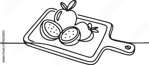 Fresh fruit arrangement on a cutting board, a simple still life composition showcasing healthy eating