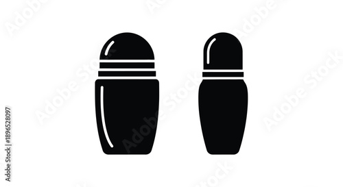 Two bowling pins depicted in a stark black and white silhouette