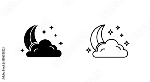 Moon cloud night sky stars illustration Vector
