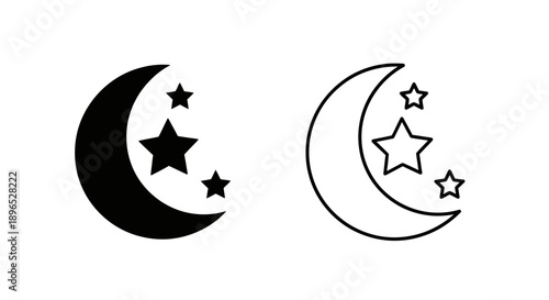 Moon star night sky symbols vector illustration Vector