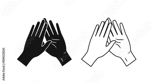 High five hand silhouette teamwork celebration Vector