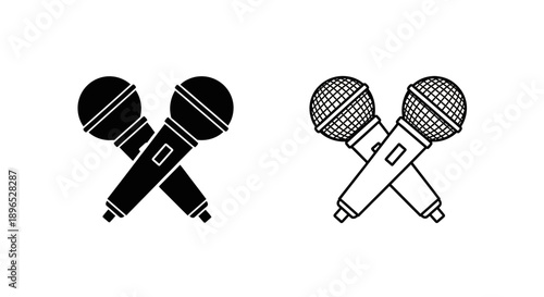 Microphone icon set professional music illustration Vector