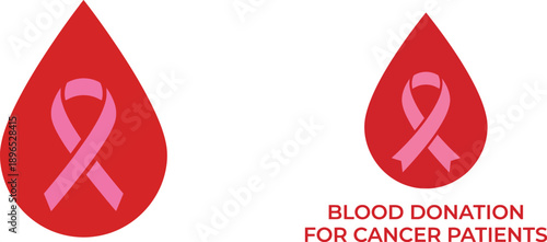  Cancer Patient Blood Donation Drop Vector Icon Illustration