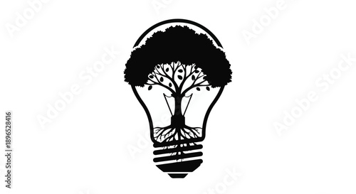 Eco-friendly concept with tree inside light bulb on white