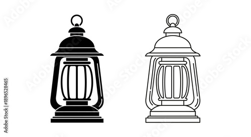 Vintage lantern design icon set Vector
