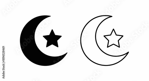 Moon star night sky symbol vector illustration Vector