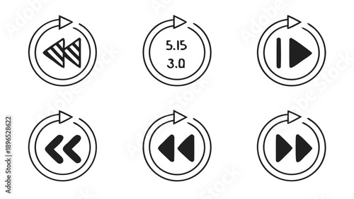 Audio control icons set - in trendy line style, line icons set, media, website, blog, content, web icon set, Vector illustration