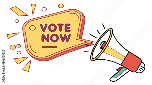 Urgent call to vote now - in trendy line style, line icons set, media, website, blog, content, web icon set, Vector illustration