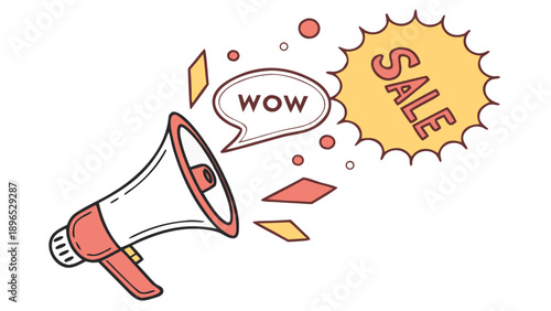 Announcing a big sale event - in trendy line style, line icons set, media, website, blog, content, web icon set, Vector illustration
