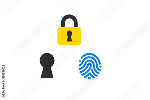 Lock and fingerprint symbols represent security and authentication in the digital world, showcasing the importance of safe access and protection of information