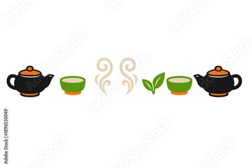 People enjoy tea together at a small table with tea pots and cups during a warm afternoon in a cozy cafe setting