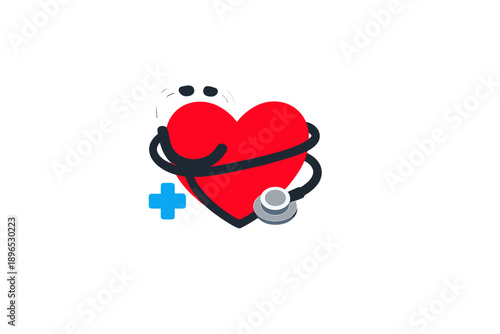 Heart with stethoscope in healthcare setting showing medical support during health checkups and patient care