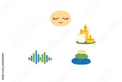 Relaxation activities include candles, sound waves, and stones for meditation at home in the late evening