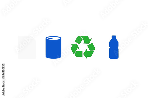 Recycling symbols showing paper, cardboard, and plastic use for encouraging proper waste management and promoting eco-friendly practices to protect the environment
