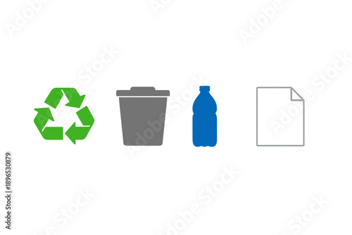 Recycling symbols and waste items showing the importance of proper waste management in everyday life