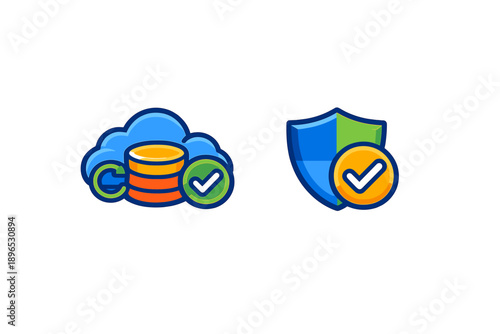 Cloud storage and data security symbols show the importance of data management and protection in modern technology today
