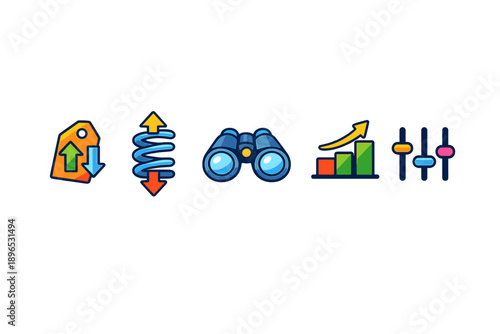 Market trends and analysis symbols represent business growth and observation in a digital format