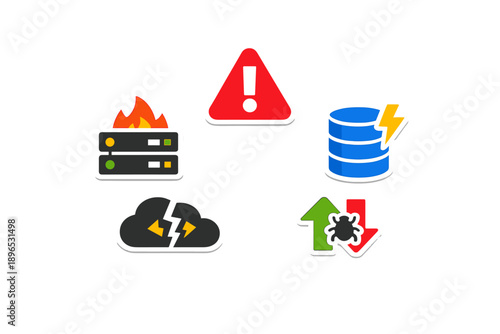Discussion on data recovery and server maintenance with warning signs and icons present in a digital environment