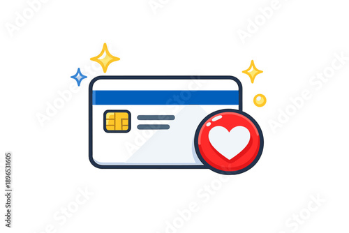Credit card with heart symbol showing love for shopping and spending money in financial lifestyle