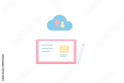 Cloud storage and document management using a tablet and stylus for easy access and organization of files and data