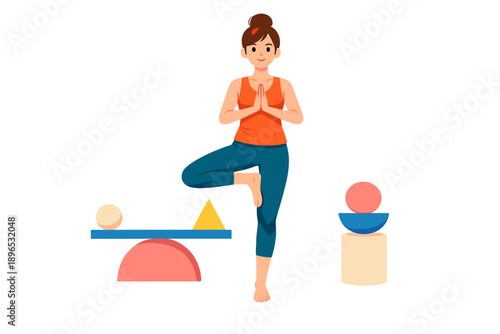 Yoga practice in a studio with shapes and balance on display during a sunny day