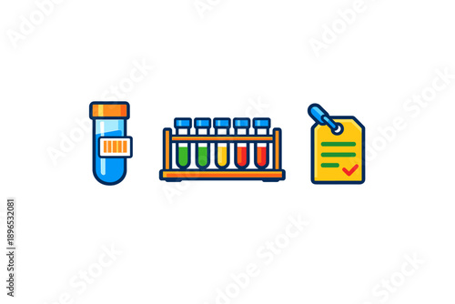Laboratory tools used in experiments and tests during a science class showing test tubes, a vial, and a checklist at a school setting