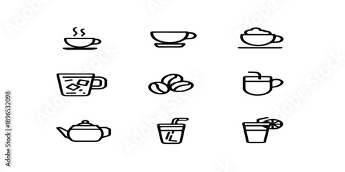 Vintage kitchen icon set featuring a vector illustration of a hot cup of coffee, a breakfast mug of tea, and a plate with cake for a cafe or restaurant design sign

Would you like me to generate a sim