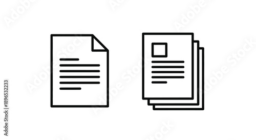 Two stacks of documents depicted as a bold line silhouette
