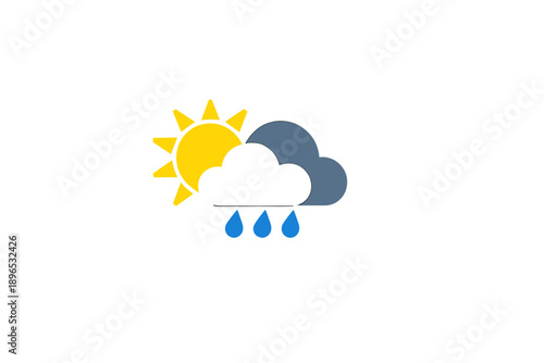 Sun and rain mixed in a weather symbol showing different weather conditions like rain and sunshine