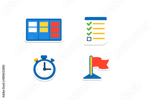 Charts and tools for tracking tasks and time management in an office setting during work hours