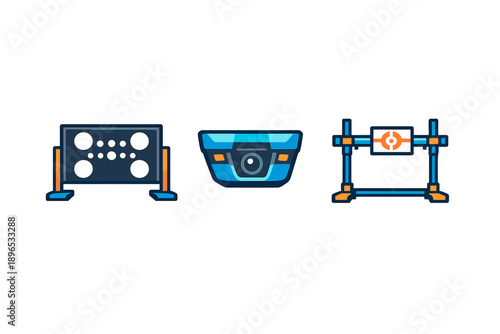 Different types of equipment used in competitive gaming and esports events showcased on a simple background for easy viewing and understanding