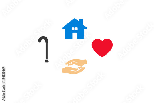 Caring for the elderly at home through love and support in community settings with helpers and families