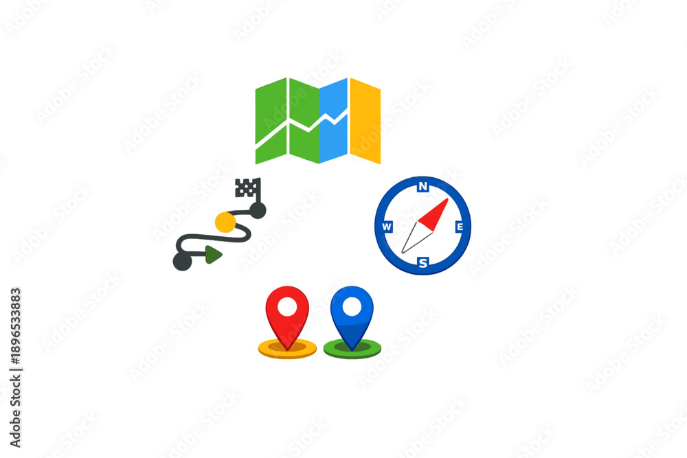 Obraz premium Maps and navigation tools used for planning trips and finding routes in various locations during the day