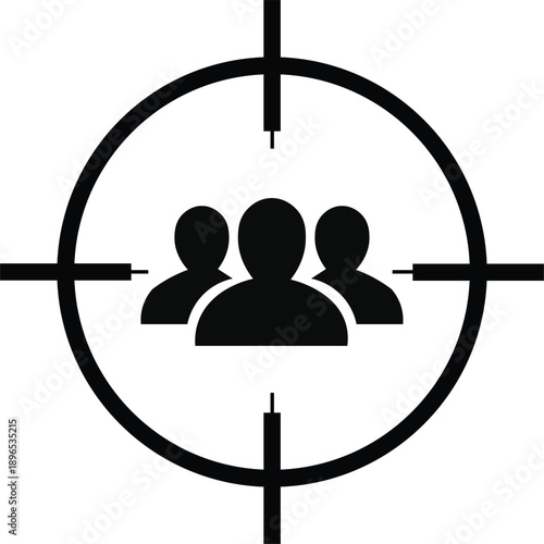 target crosshair with people group audience targeting marketing segmentation focus icon isolated background.