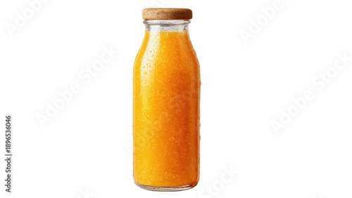 Glass bottle of fresh orange juice