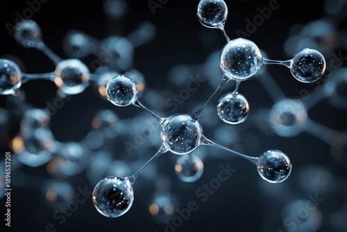 Molecules and atoms represented as interconnected spheres showcasing their structural formation in a scientific illustration