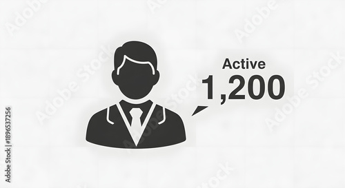 Businessman Icon with Active User Count.