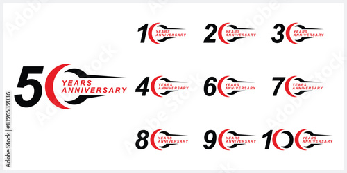 Collection of anniversary logo design. Celebration Days Custom Vector Graphics Icon Concept Template	
