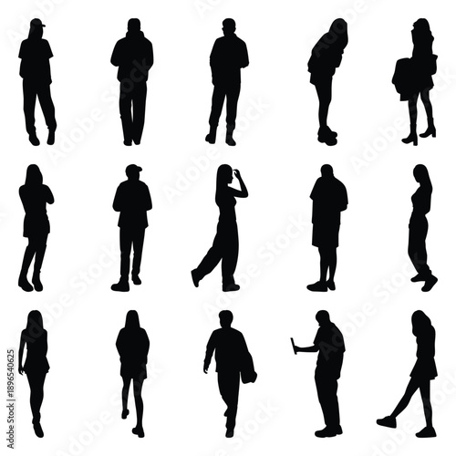 Vector collection set of individual people silhouettes.
