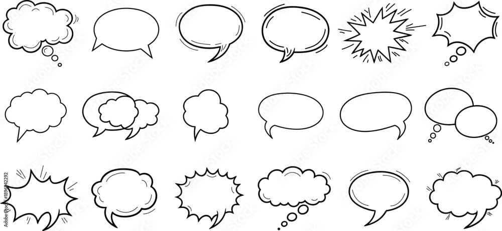 Fototapeta premium Collection of comic speech bubbles and chat icons