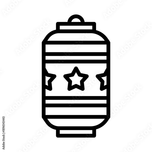 Black line icon ramadan lantern. Minimalist islamic ramadan outline icon isolated background.