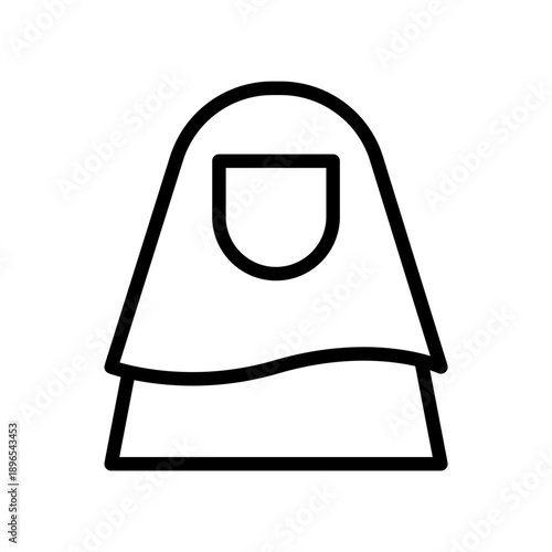 Black line icon female muslim. Minimalist islamic ramadan outline icon isolated background.